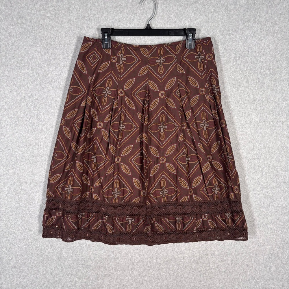 90s Fairy Crochet Pleated Skirt Size 12 Chocolate Cottage Farmhouse Boho Modest